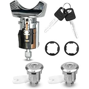 Chrome Ignition Switch Lock Cylinder and Front Door Lock Cylinder with Keys Fit for Ford 1990-1995 Replace C-42-150 DP-42-122 F3UZ1522050D F2UZ1522050A F37Z1022050A F3TZ7822050B F3UZ1522050 in Saudi Arabia
