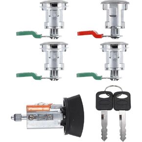 NO.1L3Z11582A / Outer/Ignition Switch Cylinder Lock Four Doors Lock Cylinder with Interchangeable Keys for Ford E-150 E-250 Van 1997-2020 / Durable/Metal / 1 Set/Silver Tone