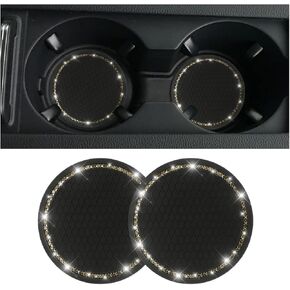 2PCS Universal Bling Car Cup Coaster,Rhinestone Car Accessories 2.75 inch Car Cup Holder Insert Mat Pad Set,Suitable for Most Car Interior (Red)