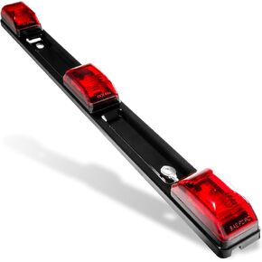 15" 9 LED 3 Red Trailer Light Bar [DOT FMVSS 108] [SAE P2] [IP67 Submersible] Identification Running Marker ID Rear Trailer Tail Light Bar for 80" Enclosed Motorcycle Utility Marine Boat Trailers
