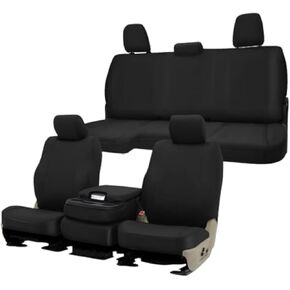 مجموعة غطاء مقعد ملائم حسب الطلب من SAPUBK متوافقة مع 2013-2018 Dodge Ram و2019-2021 Classic Ram Crew Cab 1500 2500 أغطية مقاعد مبطنة من القماش المحبوك باللون الأسود الأمامي والخلفي مع مساند للرأس in Kuwait