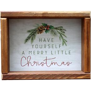 Have Yourself a Merry Little Christmas Mini Wood Tabletop Sign, Retro Christmas Freestanding Decor