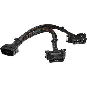 IKKEGOL 30 سنتيمتر 16 دبوس obd2 obdii J1962 Y وصلة كابل الفاصل تمديد 1x ذكر إلى 2X أنثى جديلة موصل 12"