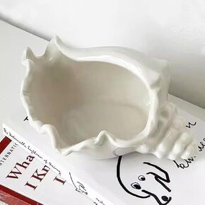 Conch Shell Tea Light Candle Holder, Shell Jewelry Dish, Ocean Coastal Beach Themed Ceramic White Sea Shell Jewelry Tray Dish Candy Dish Key Holder for Table Home Party Décor
