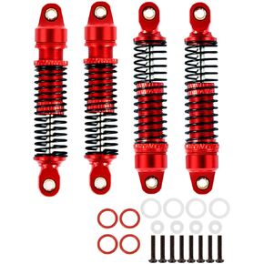 RC Shocks Absorber Damper Upgrades Part for 1/18 TRX4M,4PCS Alloy Front Rear Big Bore Full Metal Adjustable RC Shock Absorber,Red