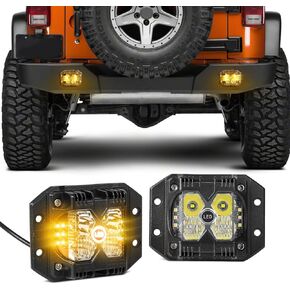 Flush Mount LED Lights, 40W LED Pod Lights with Separate Dual Side Amber Solid & Strobe Combo Beam Off Road Lights Suitable for Truck ATV RZR SUV 4X4