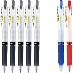 Gel ink 0.5mm ballpoint pens ink color (5 Black,1 Blue,1 Red) total 7