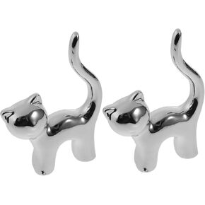 1 Set 2 Pcs Cat Ring Holder Jewelry Holder Ceramic Ring Holder Display Stands for Collectibles Earring Storage Organizer Cat Figurines Kitten Ring Holder Bracelet Storage Box Doll
