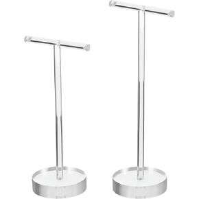 PATIKIL Earring Display Stands,2pcs Acrylic Earring Holder Earring Stands Storage Organizer Necklace T Rack for Jewelry Photography Necklace,Transparent