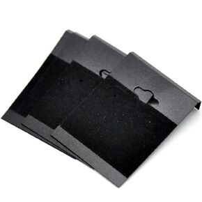 Black Ear Hooks Earring Plastic Display Cards 6.2x4.5cm(2-1/2"x1-3/4), sold per pack of 50