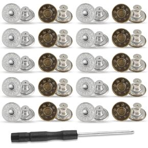 Amaxiu 20 PCS Jeans Buttons, 20mm No Sew Jean Button Replacement for Loose Jeans Trousers Metal Buttons Reusable Adjustable Pants Button Tightener(20mm)