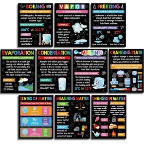 10 Pieces Chemistry Posters 14 x 11 Inch Chemical Science Posters Set Educational Wall Decor Art for Primary Middle High School Classroom Teaching Aid Decorations Supplies(Black,Classic)