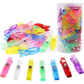 Coideal Large Sewing Fabric Clips, 77 Pcs Jumbo Quilt Clips for Quilting with Plastic Tub, Assorted Bright Colors (Multicolored)