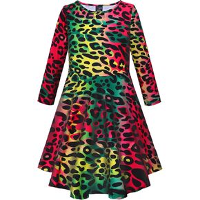 COSLAND Girls' Holiday Dress Kids Long Sleeve Printed Dresses, X-Small-Large