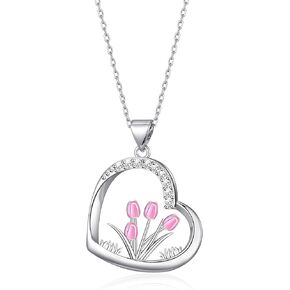 Tulip Necklace Flower Pendant Necklace Tulip Jewelry Gifts for Women Girls