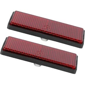 Pair M6x1.0 Red Rectangle Universal Screw Mount Reflective Warning Reflector for Motorcycle Bike Replacement Durable Material