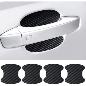 4Pcs Black Car Door Handle Scratch Protector, Car Door Handle Protective Films Universal Fit, Door Handle Stickers and Decals Accessories Interior Accessories