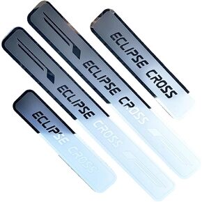 Stainless Door Sill Protector Kick Plate Entry Guard Kit for Mitsubishi Eclipse Cross PHEV 2024 Accessory (Thin Chrome Eclipse Cross)