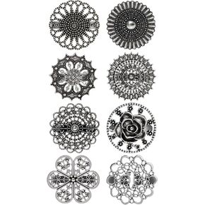 8 Pcs Cardigan Sweater Shirt Collar Clips Retro Celtic Flower Shawl Coat Cape Cloak Dress Cinch Clasp Vintage Brooches Pin Clips Set for Women Sliver