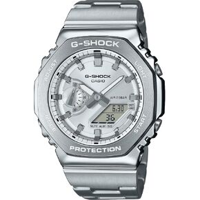 Casio G-Shock Octagonal Silver Dial Stainless Steel Watch GM2110D-7A
