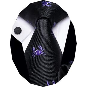 YourTies Mens Striped Tie Solid Necktie with Handkerchief Cufflinks Set Silk Woven Ties for Men Business Wedding Party