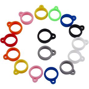 GORGECRAFT 1 Box 70PCS 10 Colors Anti-Lost Silicone Rubber Rings 13mm Inner Diameter Lostproof O Rings Adjustable Necklace Band Holder Pendant for Necklace Lanyard Pens Device Keychains