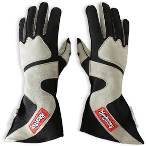 RaceQuip Outseam Race Gloves 359 Series 2 Layer Nomex SFI 3.3/5 Gray/Black Medium 359603