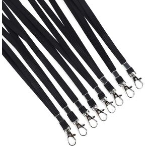 Happy Trees Black Lanyards Bulk for ID Badges, Breakaway Lanyard with Swivel Hooks, Neck Straps for ID Card Name Tags, Badge Holder (50 Pack)