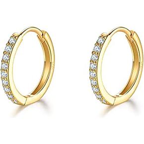Small Cubic Zirconia Hoop Earrings for Women Teen Girls Trend Dainty Cute Tiny 14k Gold Silver Huggie Hoop Earrings Cartilage Piercing Jewelry Gift
