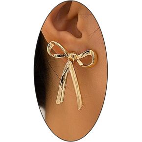 Gold Bow Stud Earrings, Dainty Butterfly Ribbon Pierced Dangle Drop Earrings, Prom Celebration Wedding Statement Jewelry Gifts for Women Teen Girls