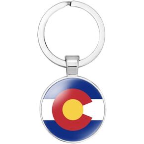 vmcoatdu Colorado Key Chain Keyring Gift Men Women Keychain Stainless Steel and Inlaid Glass Materials