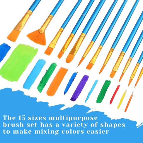 Tenceur 20 Packs/ 300 Pcs Paint Brush Set, Nylon Brush Head, Painting Brushes Kit for Kids, Adults, Suitable for Acrylic, Oil, Watercolor, Rock Body Face Nail Art, Gift for Painting Enthusiasts in Saudi Arabia