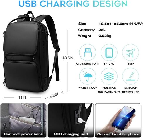 BANGE laptop backpack Smart backpack Can Hold 15.6 Inch Laptop Commute Backpack Carry on bag for men and women (Black) in Saudi Arabia