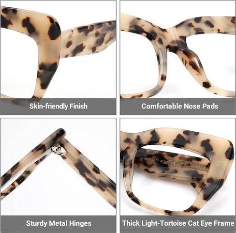 Zeelool Stylish Thick Cat Eye Glasses Frame with Clear Lens Charmaine ZOA01901 in Saudi Arabia