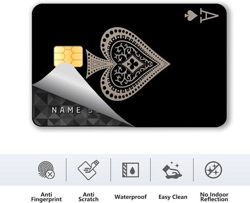 ملصق جلد بطاقة الائتمان، جلود ملصقات بطاقات Play Ace لائتمان الخصم، ملصق بطاقة ائتمان رفيع للغاية لبطاقة ائتمان خصم النقل الرئيسية، مقاوم للماء بدون غطاء جلدي لبطاقة الخصم in Kuwait