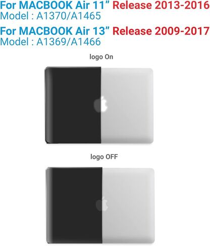 IBENZER Compatible with Old Version MacBook Air 13 Inch Case (2017-2010 Release), Models: A1466/A1369, Plastic Hard Shell Case with Keyboard & Screen Cover for Mac Air 13, Black, A13BK+2 in Kuwait
