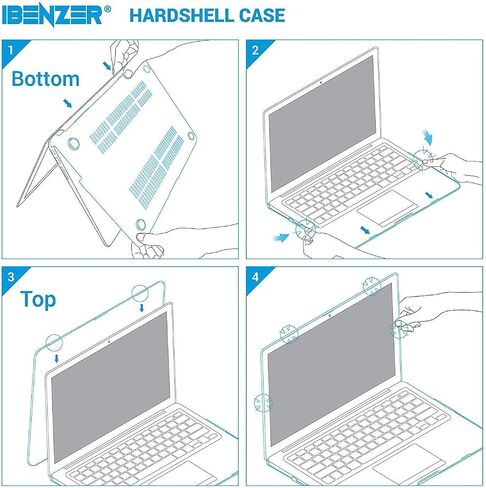 IBENZER Compatible with Old Version MacBook Air 13 Inch Case (2017-2010 Release), Models: A1466/A1369, Plastic Hard Shell Case with Keyboard & Screen Cover for Mac Air 13, Black, A13BK+2 in Kuwait