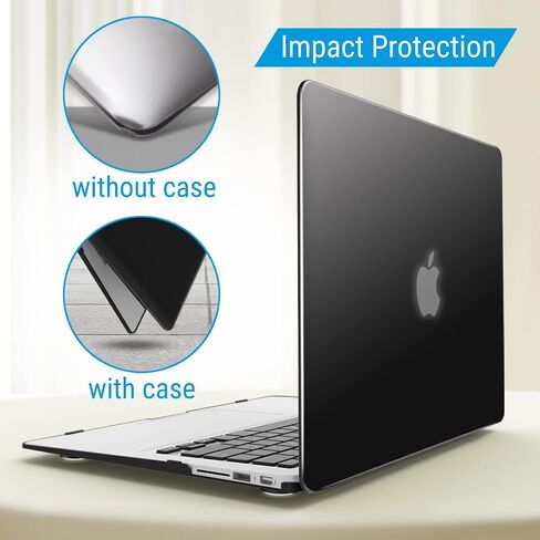 IBENZER Compatible with Old Version MacBook Air 13 Inch Case (2017-2010 Release), Models: A1466/A1369, Plastic Hard Shell Case with Keyboard & Screen Cover for Mac Air 13, Black, A13BK+2 in Kuwait