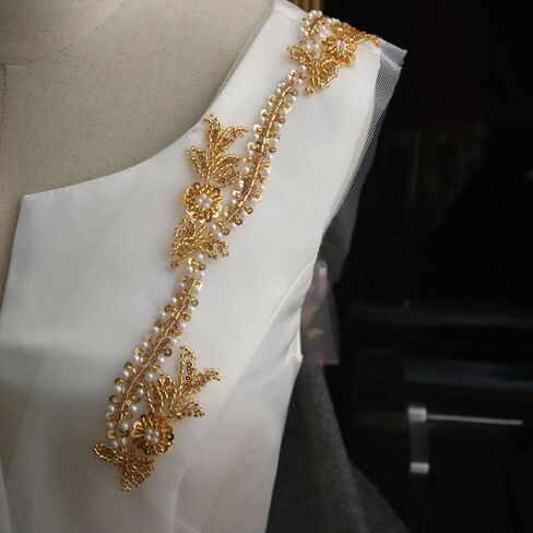 4 ياردة الترتر مطرز زهرة التطريز الدانتيل يزين لفساتين الزفاف حجر الراين زين بقع الدانتيل الزخارف parches ropa in Kuwait