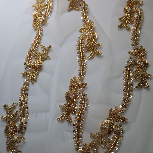 4 ياردة الترتر مطرز زهرة التطريز الدانتيل يزين لفساتين الزفاف حجر الراين زين بقع الدانتيل الزخارف parches ropa in Kuwait