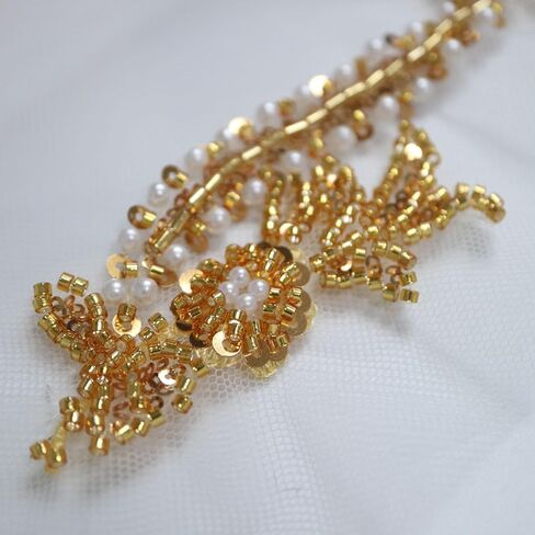 4 ياردة الترتر مطرز زهرة التطريز الدانتيل يزين لفساتين الزفاف حجر الراين زين بقع الدانتيل الزخارف parches ropa in Kuwait