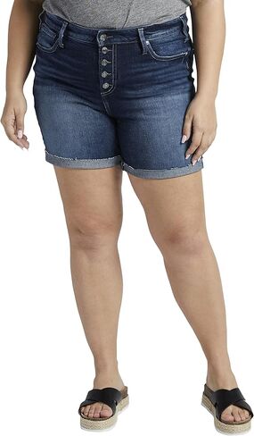 سيلفر جينز كو. شورت نسائي عالي الارتفاع بمقاس كبير in Kuwait