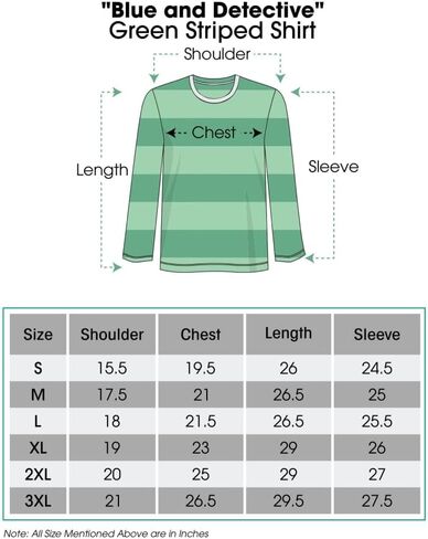 Blue & Detective Striped Long Sleeve T-Shirt Halloween Cosplay Cosplay in Kuwait