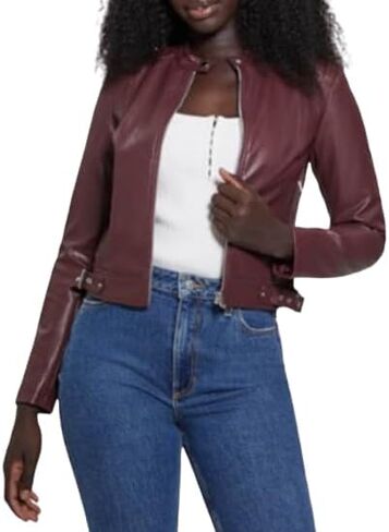 GUESS Women's Montecarla Faux Leather Fitted Jacket in Saudi Arabia