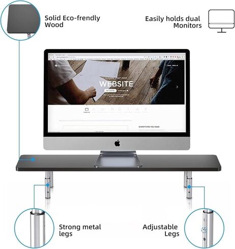 suptek Wooden Monitor Stand Riser for Computer, Laptop, Printer, Notebook and Flat Screens, 800x230mm Vented Platform, Max 30kg, 3 Adjustable Heights with Extra Large Underneath Storage Space MST016L in Kuwait