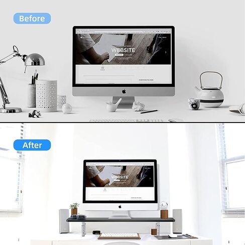 suptek Wooden Monitor Stand Riser for Computer, Laptop, Printer, Notebook and Flat Screens, 800x230mm Vented Platform, Max 30kg, 3 Adjustable Heights with Extra Large Underneath Storage Space MST016L in Kuwait