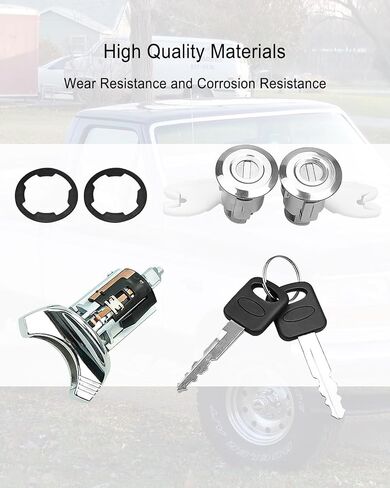 Chrome Ignition Switch Lock Cylinder and Front Door Lock Cylinder with Keys Fit for Ford 1990-1995 Replace C-42-150 DP-42-122 F3UZ1522050D F2UZ1522050A F37Z1022050A F3TZ7822050B F3UZ1522050 in Saudi Arabia