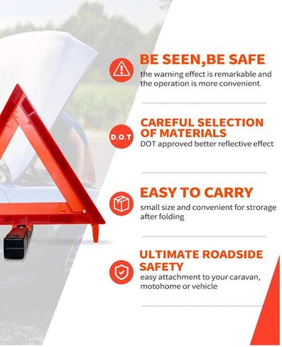 aikko Safety Triangle Kit Road Emergency Warning Reflector Roadside Reflective Early Warning Sign, Foldable 3 Pack of Emergency Car Kit in Saudi Arabia