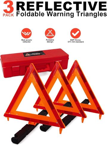 aikko Safety Triangle Kit Road Emergency Warning Reflector Roadside Reflective Early Warning Sign, Foldable 3 Pack of Emergency Car Kit in Saudi Arabia