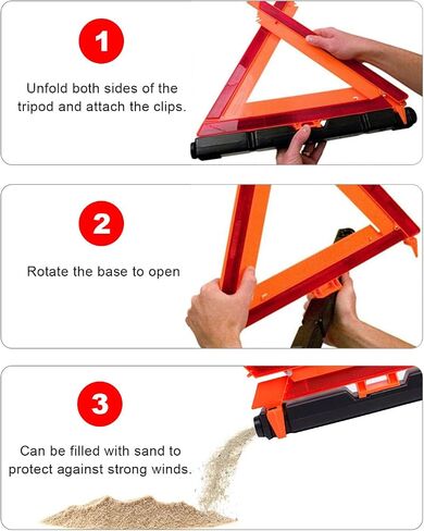 aikko Safety Triangle Kit Road Emergency Warning Reflector Roadside Reflective Early Warning Sign, Foldable 3 Pack of Emergency Car Kit in Saudi Arabia